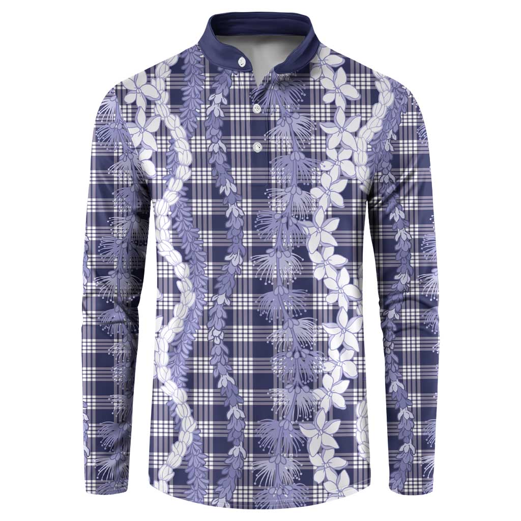 Hawaiian Ohia Lehua Lei Button Sweatshirt Plaid Palaka Uliuli hohonu Pattern - Polynesian Pride