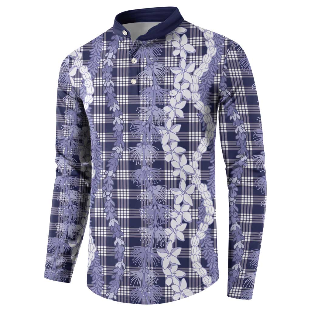 Hawaiian Ohia Lehua Lei Button Sweatshirt Plaid Palaka Uliuli hohonu Pattern - Polynesian Pride