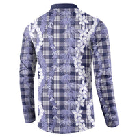 Hawaiian Ohia Lehua Lei Button Sweatshirt Plaid Palaka Uliuli hohonu Pattern - Polynesian Pride