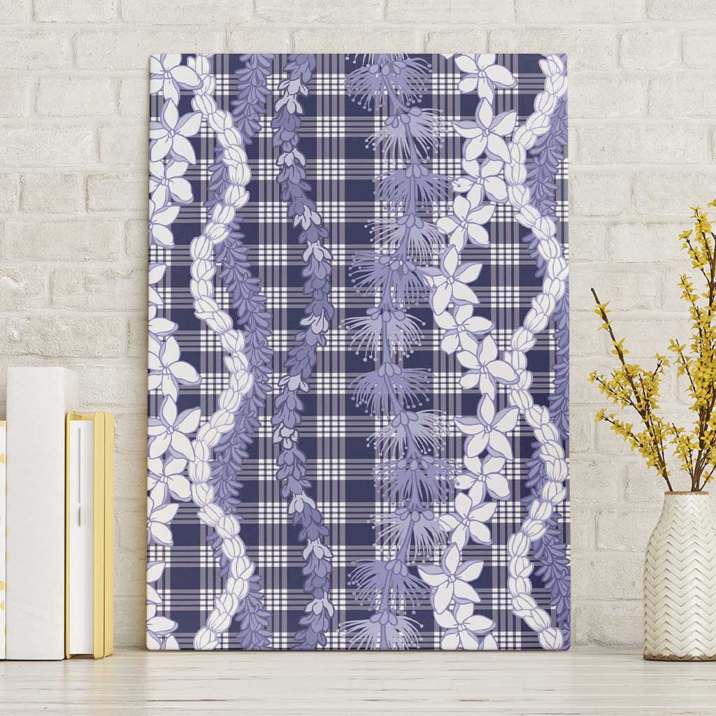 Hawaiian Ohia Lehua Lei Canvas Wall Art Plaid Palaka Uliuli hohonu Pattern - Polynesian Pride