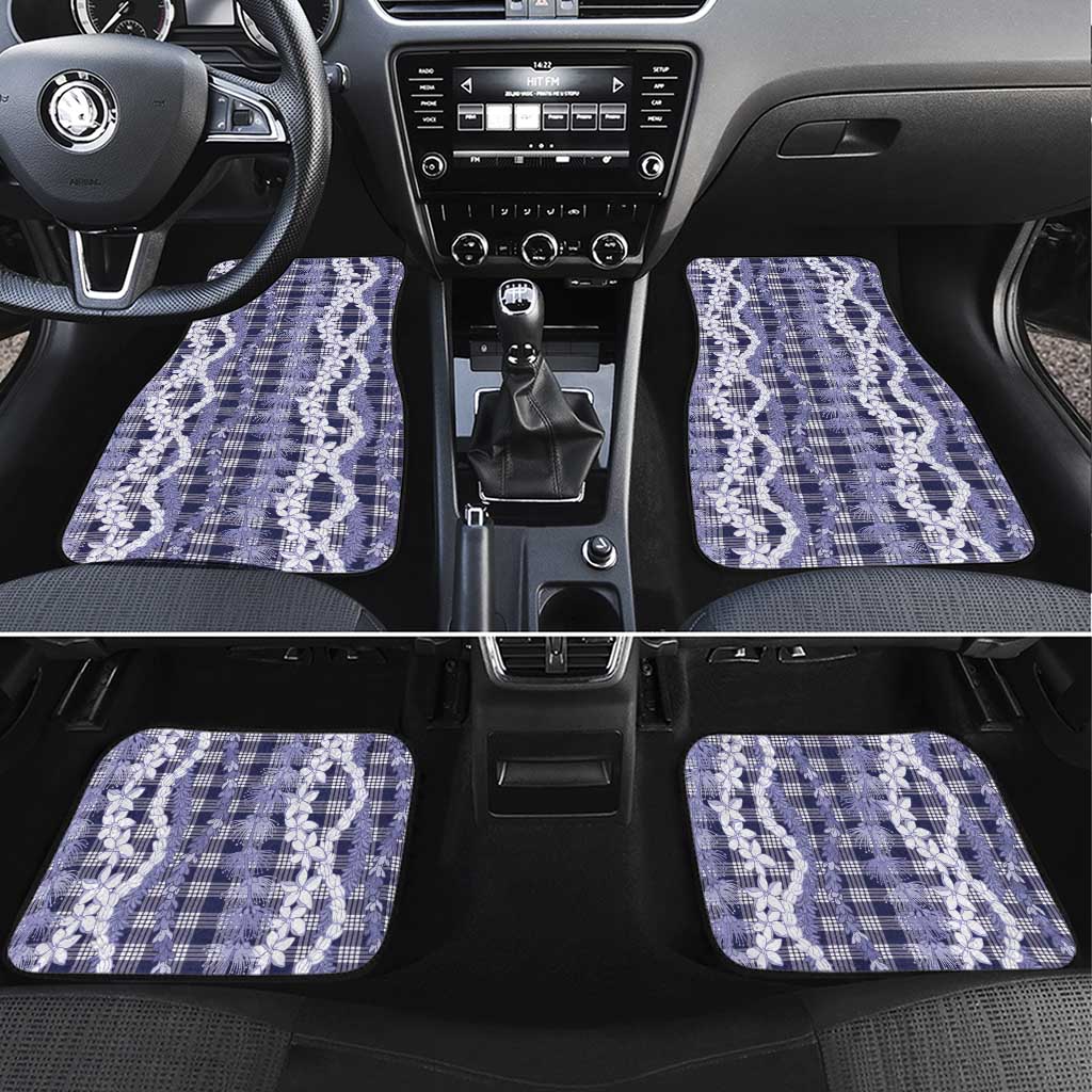 Hawaiian Ohia Lehua Lei Car Mats Plaid Palaka Uliuli hohonu Pattern - Polynesian Pride