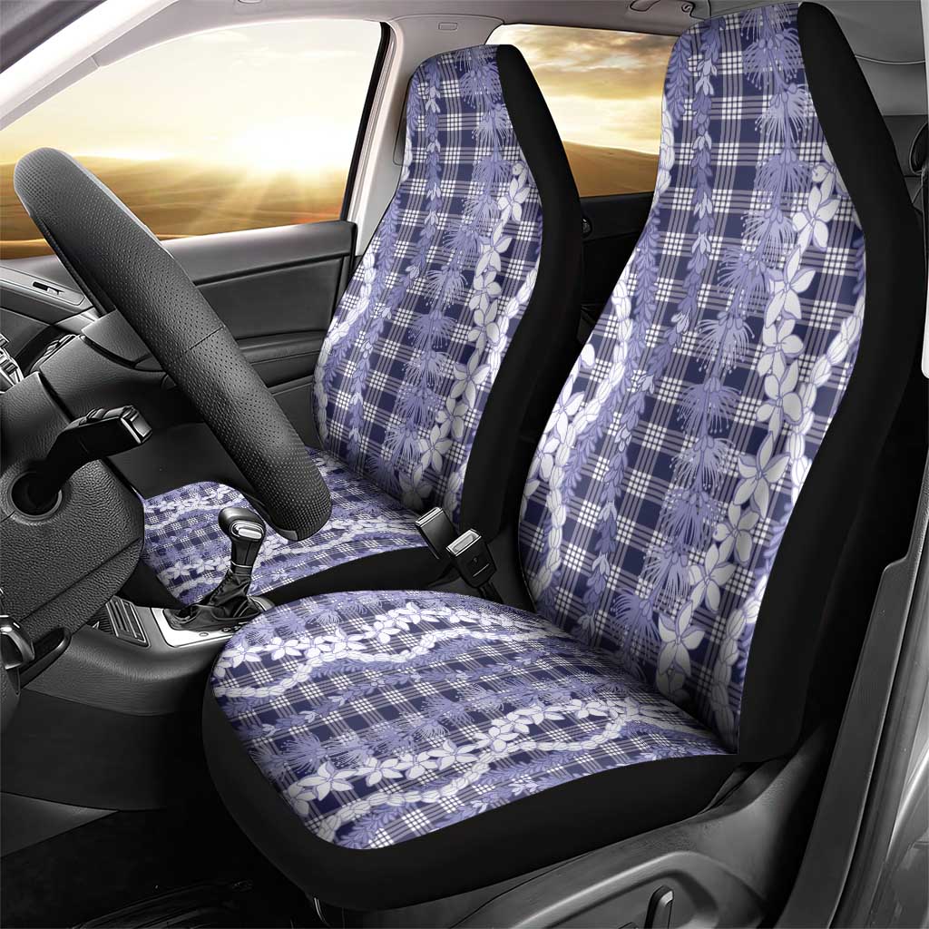Hawaiian Ohia Lehua Lei Car Seat Cover Plaid Palaka Uliuli hohonu Pattern - Polynesian Pride