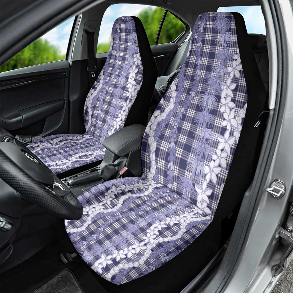 Hawaiian Ohia Lehua Lei Car Seat Cover Plaid Palaka Uliuli hohonu Pattern - Polynesian Pride