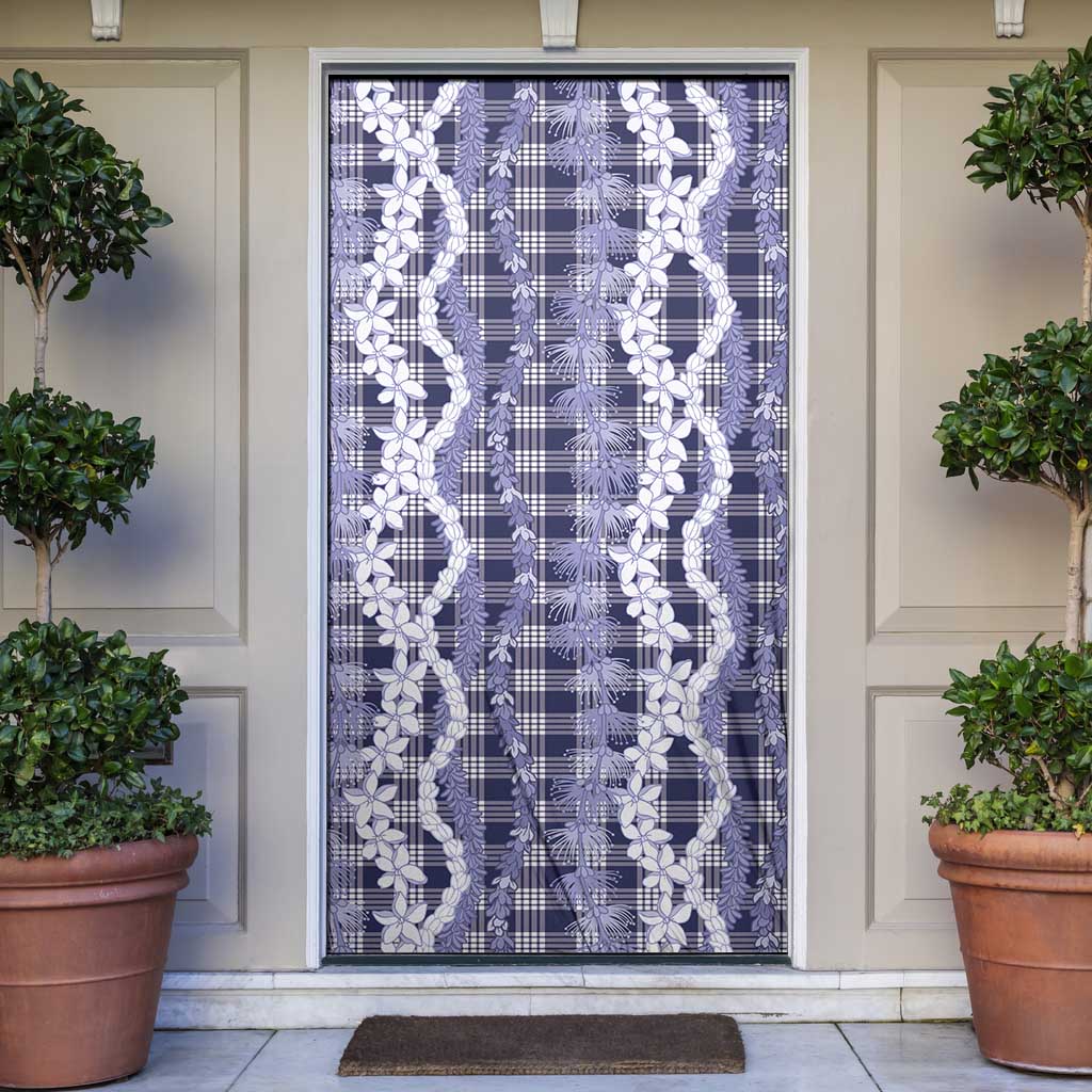 Hawaiian Ohia Lehua Lei Door Cover Plaid Palaka Uliuli hohonu Pattern - Polynesian Pride