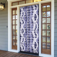 Hawaiian Ohia Lehua Lei Door Cover Plaid Palaka Uliuli hohonu Pattern - Polynesian Pride