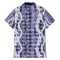 Hawaiian Ohia Lehua Lei Family Matching Long Sleeve Bodycon Dress and Hawaiian Shirt Plaid Palaka Uliuli hohonu Pattern - Polynesian Pride