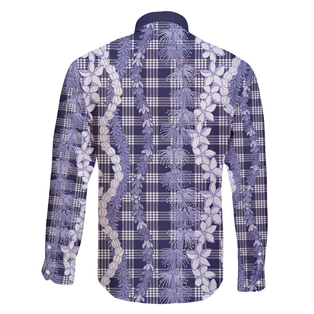 Hawaiian Ohia Lehua Lei Family Matching Off Shoulder Short Dress and Hawaiian Shirt Plaid Palaka Uliuli hohonu Pattern - Polynesian Pride