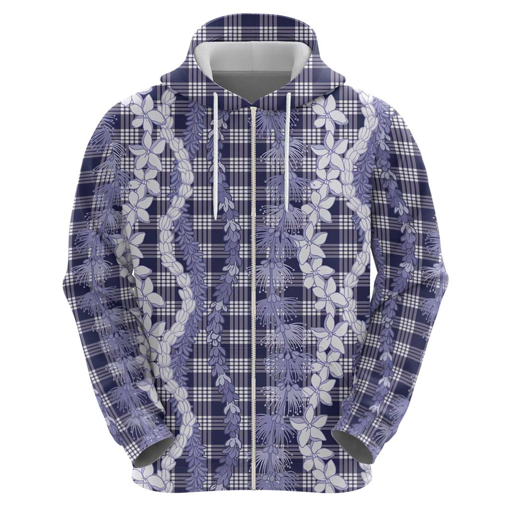 Hawaiian Ohia Lehua Lei Hoodie Plaid Palaka Uliuli hohonu Pattern - Polynesian Pride
