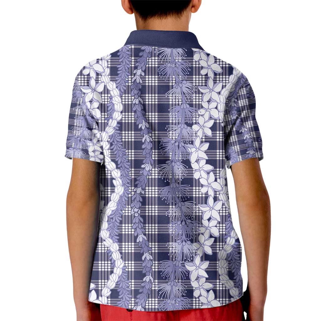 Hawaiian Ohia Lehua Lei Kid Polo Shirt Plaid Palaka Uliuli hohonu Pattern - Polynesian Pride
