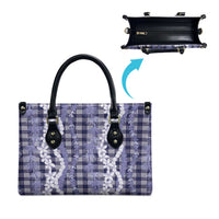 Hawaiian Ohia Lehua Lei Leather Bag Plaid Palaka Uliuli hohonu Pattern - Polynesian Pride