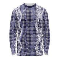 Hawaiian Ohia Lehua Lei Long Sleeve Shirt Plaid Palaka Uliuli hohonu Pattern - Polynesian Pride