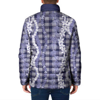 Hawaiian Ohia Lehua Lei Padded Jacket Plaid Palaka Uliuli hohonu Pattern - Polynesian Pride
