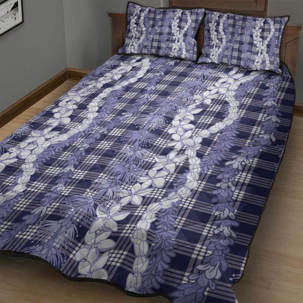 Hawaiian Ohia Lehua Lei Quilt Bed Set Plaid Palaka Uliuli hohonu Pattern - Polynesian Pride