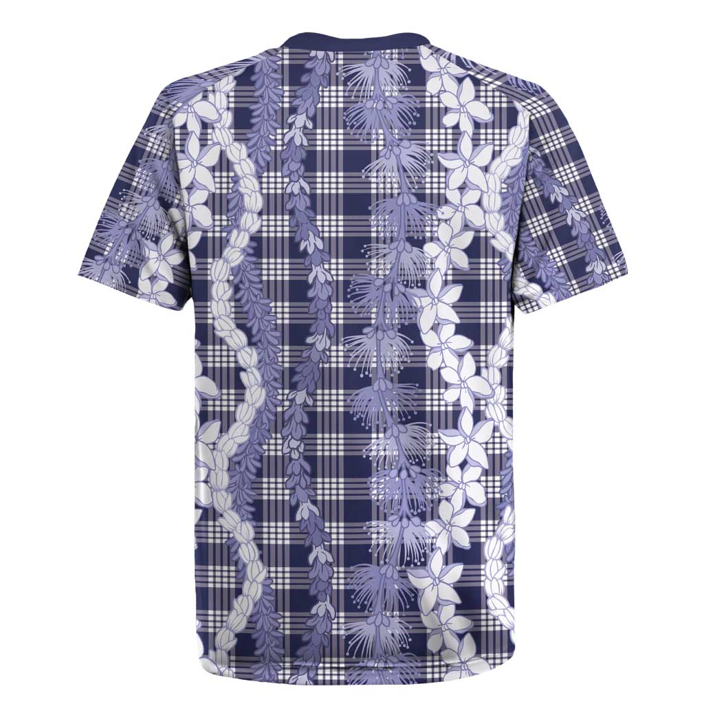 Hawaiian Ohia Lehua Lei Rugby Jersey Plaid Palaka Uliuli hohonu Pattern - Polynesian Pride