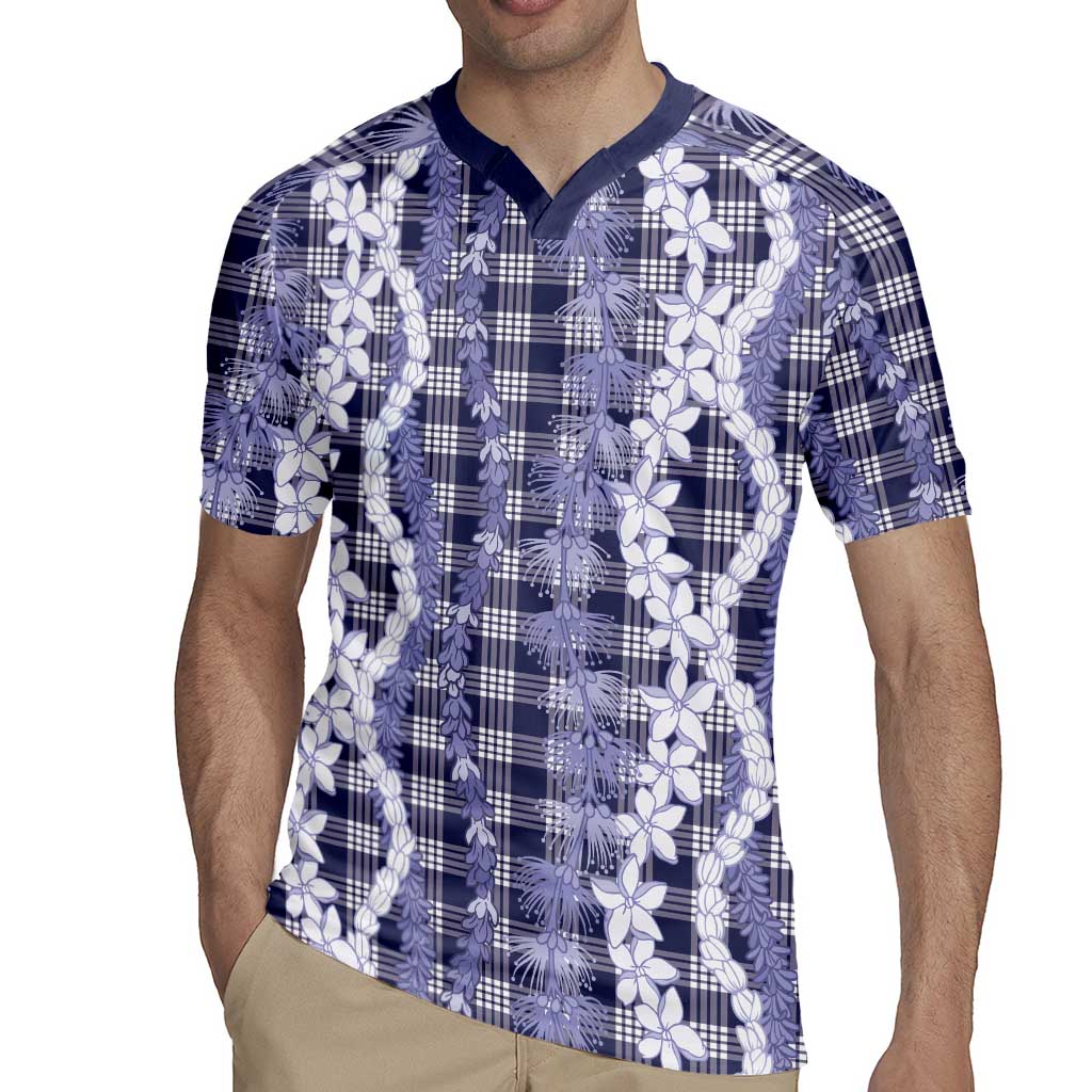 Hawaiian Ohia Lehua Lei Rugby Jersey Plaid Palaka Uliuli hohonu Pattern - Polynesian Pride