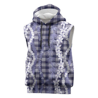 Hawaiian Ohia Lehua Lei Sleeveless Hoodie Plaid Palaka Uliuli hohonu Pattern - Polynesian Pride