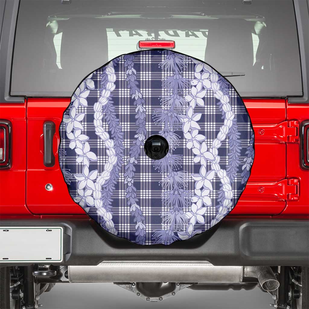 Hawaiian Ohia Lehua Lei Spare Tire Cover Plaid Palaka Uliuli hohonu Pattern - Polynesian Pride