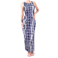 Hawaiian Ohia Lehua Lei Tank Maxi Dress Plaid Palaka Uliuli hohonu Pattern - Polynesian Pride