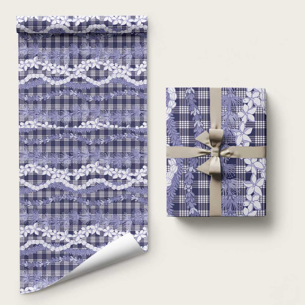 Hawaiian Ohia Lehua Lei Wrapping Paper Plaid Palaka Uliuli hohonu Pattern - Polynesian Pride