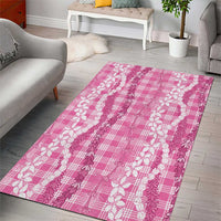 Hawaiian Ohia Lehua Lei Area Rug Plaid Palaka Akala Pattern - Polynesian Pride