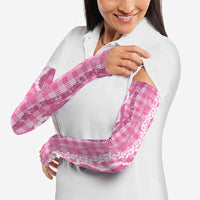 Hawaiian Ohia Lehua Lei Arm Sleeves Plaid Palaka Akala Pattern - Polynesian Pride