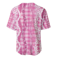 Hawaiian Ohia Lehua Lei Baseball Jersey Plaid Palaka Akala Pattern - Polynesian Pride