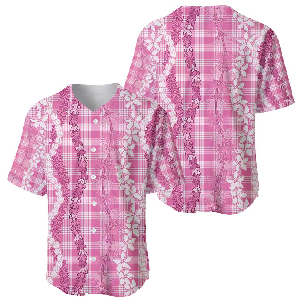 Hawaiian Ohia Lehua Lei Baseball Jersey Plaid Palaka Akala Pattern - Polynesian Pride
