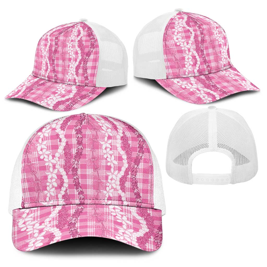Hawaiian Ohia Lehua Lei Baseball Net Cap Plaid Palaka Akala Pattern - Polynesian Pride