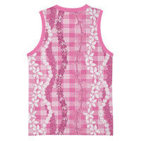 Hawaiian Ohia Lehua Lei Basketball Jersey Plaid Palaka Akala Pattern - Polynesian Pride