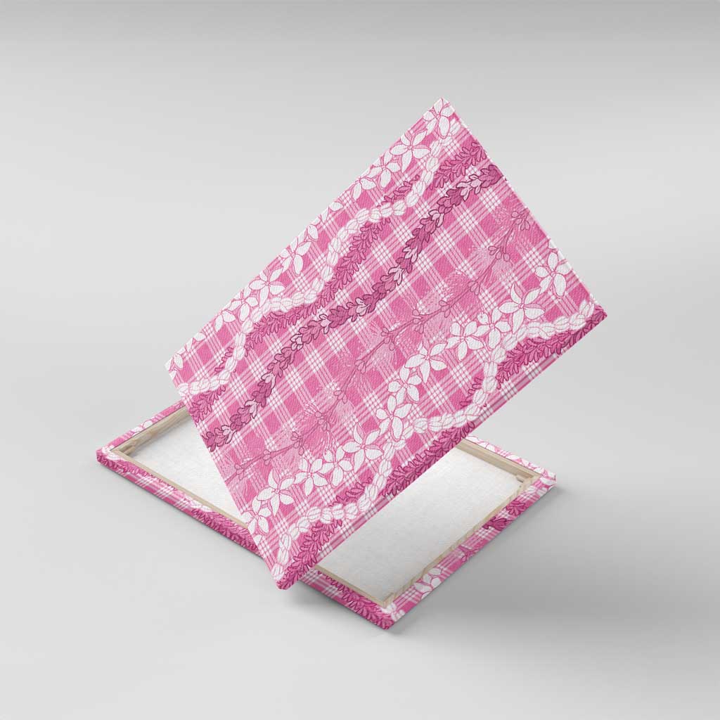 Hawaiian Ohia Lehua Lei Canvas Wall Art Plaid Palaka Akala Pattern - Polynesian Pride