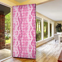 Hawaiian Ohia Lehua Lei Door Cover Plaid Palaka Akala Pattern - Polynesian Pride