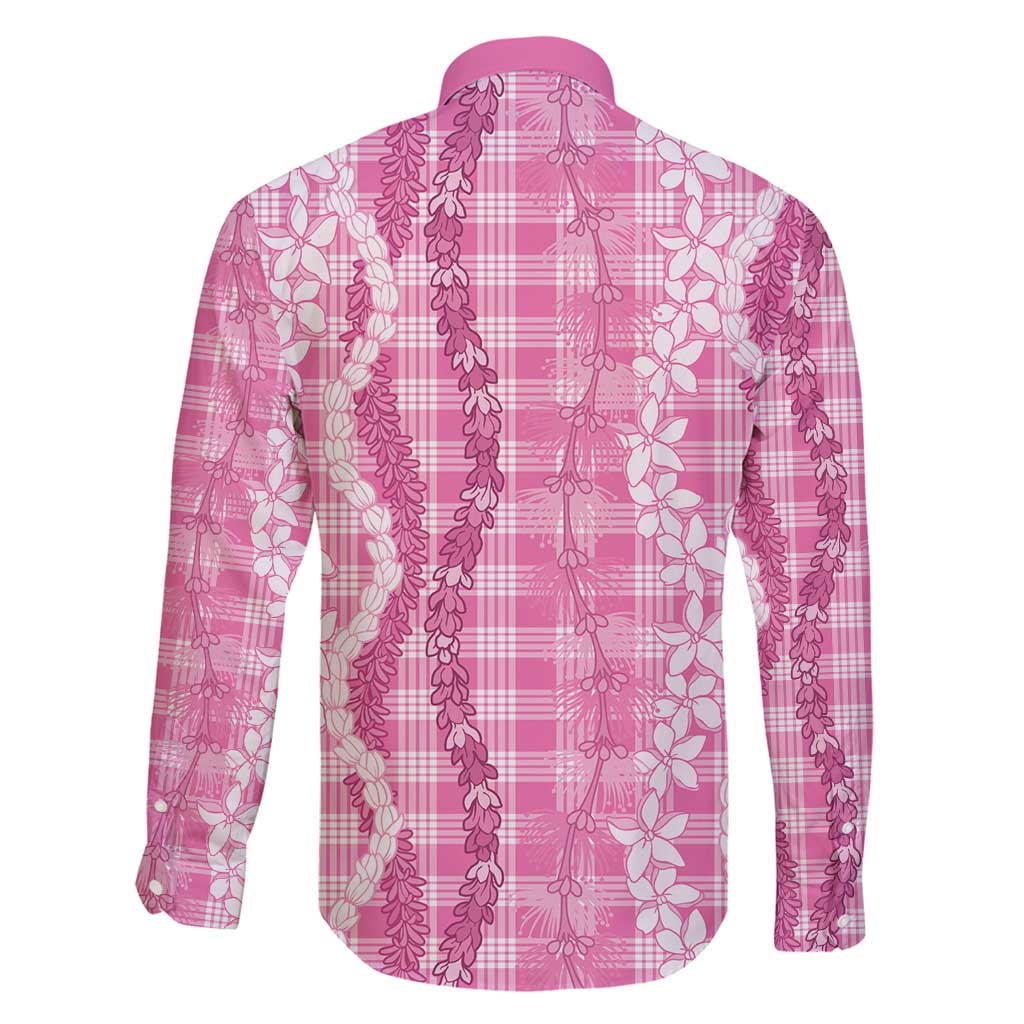 Hawaiian Ohia Lehua Lei Family Matching Off Shoulder Maxi Dress and Hawaiian Shirt Plaid Palaka Akala Pattern - Polynesian Pride