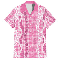 Hawaiian Ohia Lehua Lei Family Matching Puletasi and Hawaiian Shirt Plaid Palaka Akala Pattern - Polynesian Pride