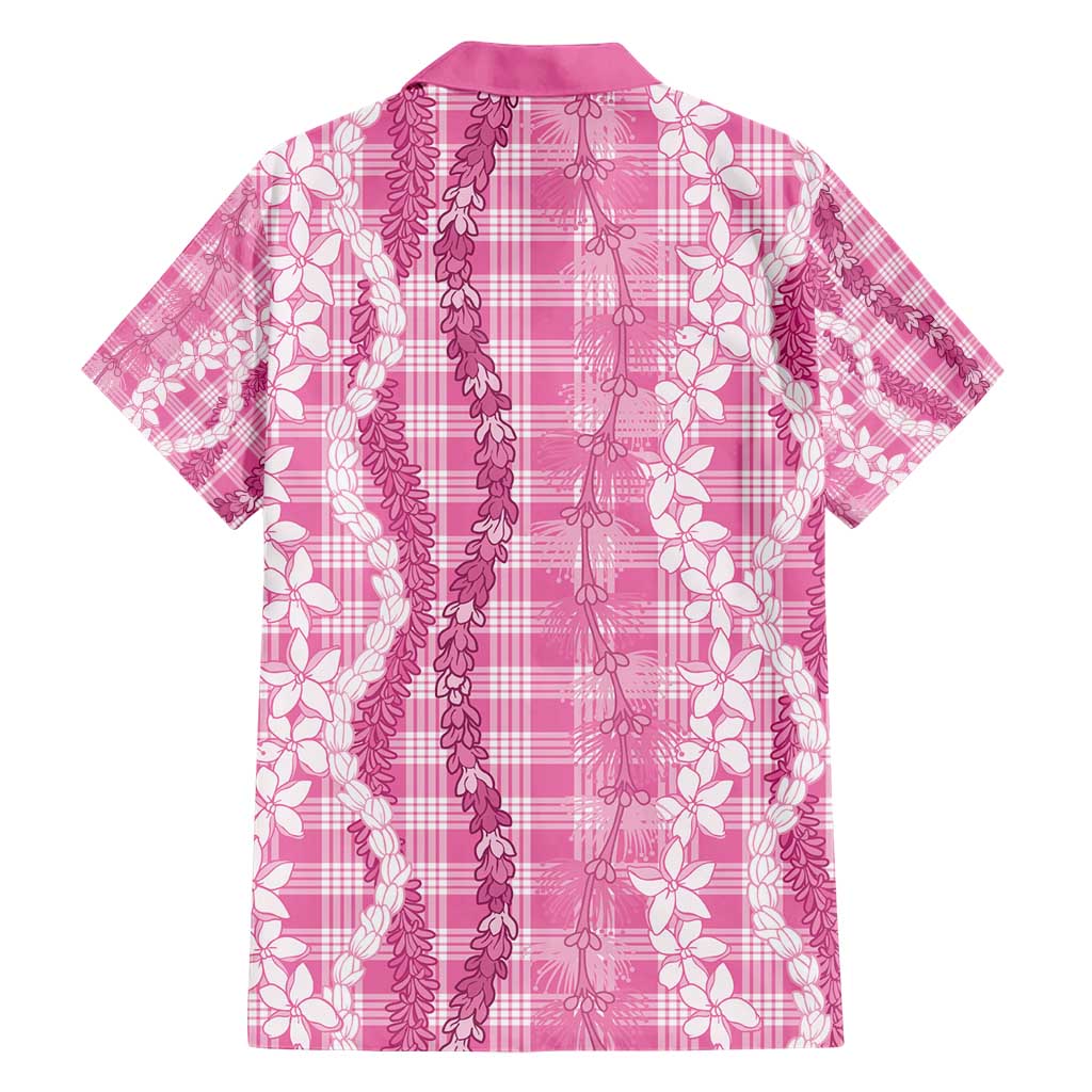Hawaiian Ohia Lehua Lei Family Matching Short Sleeve Bodycon Dress and Hawaiian Shirt Plaid Palaka Akala Pattern - Polynesian Pride