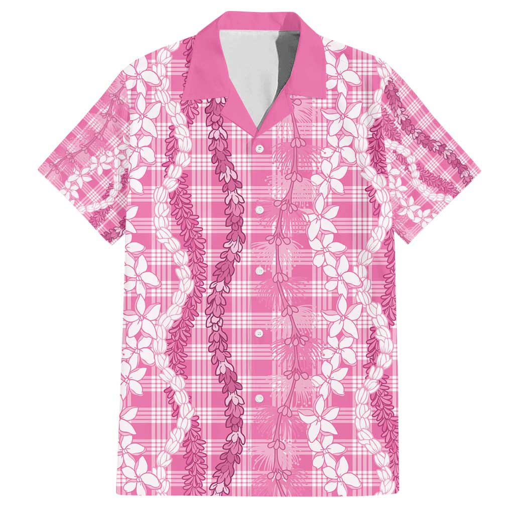Hawaiian Ohia Lehua Lei Family Matching Summer Maxi Dress and Hawaiian Shirt Plaid Palaka Akala Pattern - Polynesian Pride