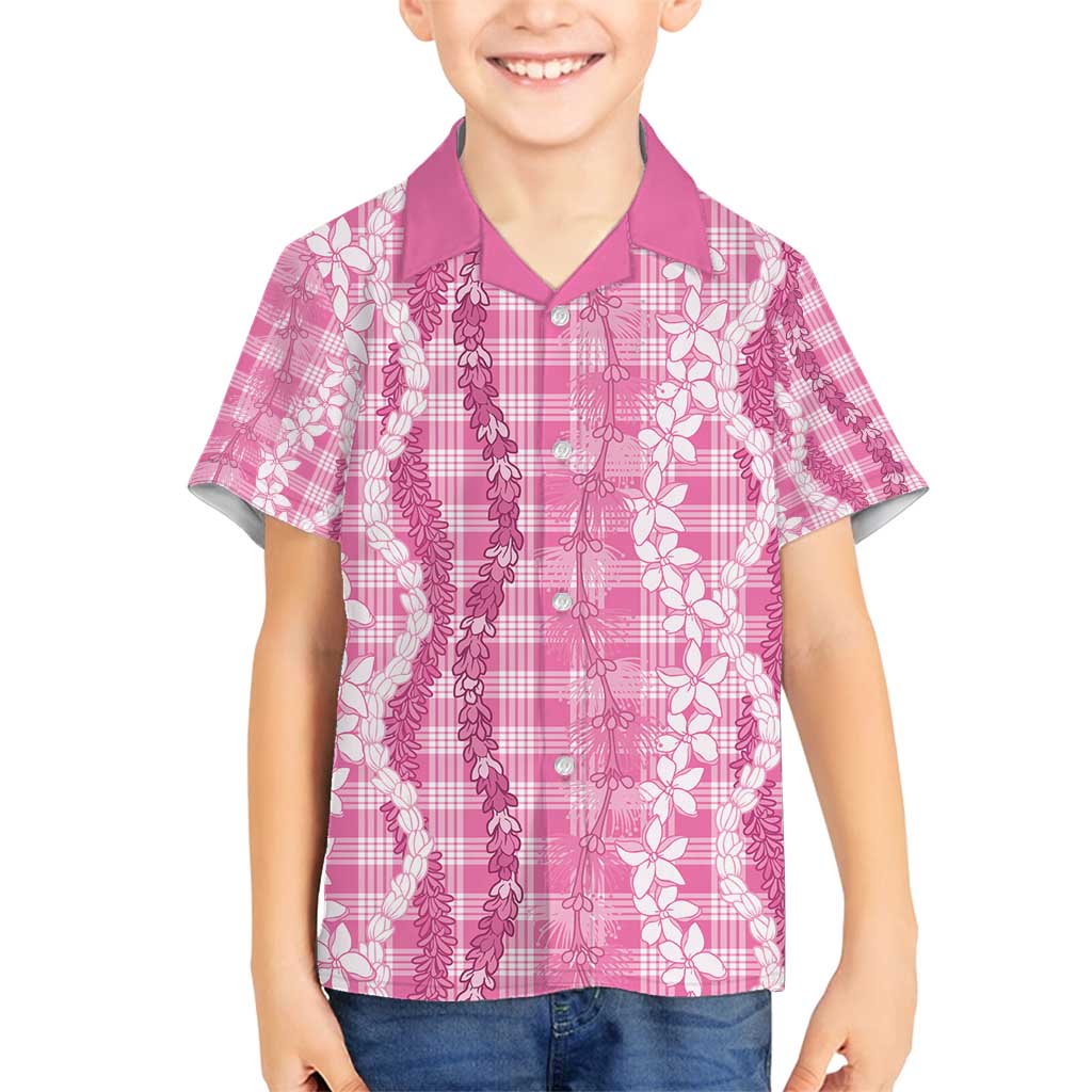 Hawaiian Ohia Lehua Lei Family Matching Tank Maxi Dress and Hawaiian Shirt Plaid Palaka Akala Pattern - Polynesian Pride