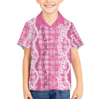 Hawaiian Ohia Lehua Lei Family Matching Tank Maxi Dress and Hawaiian Shirt Plaid Palaka Akala Pattern - Polynesian Pride