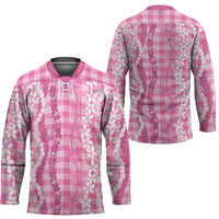 Hawaiian Ohia Lehua Lei Hockey Jersey Plaid Palaka Akala Pattern - Polynesian Pride
