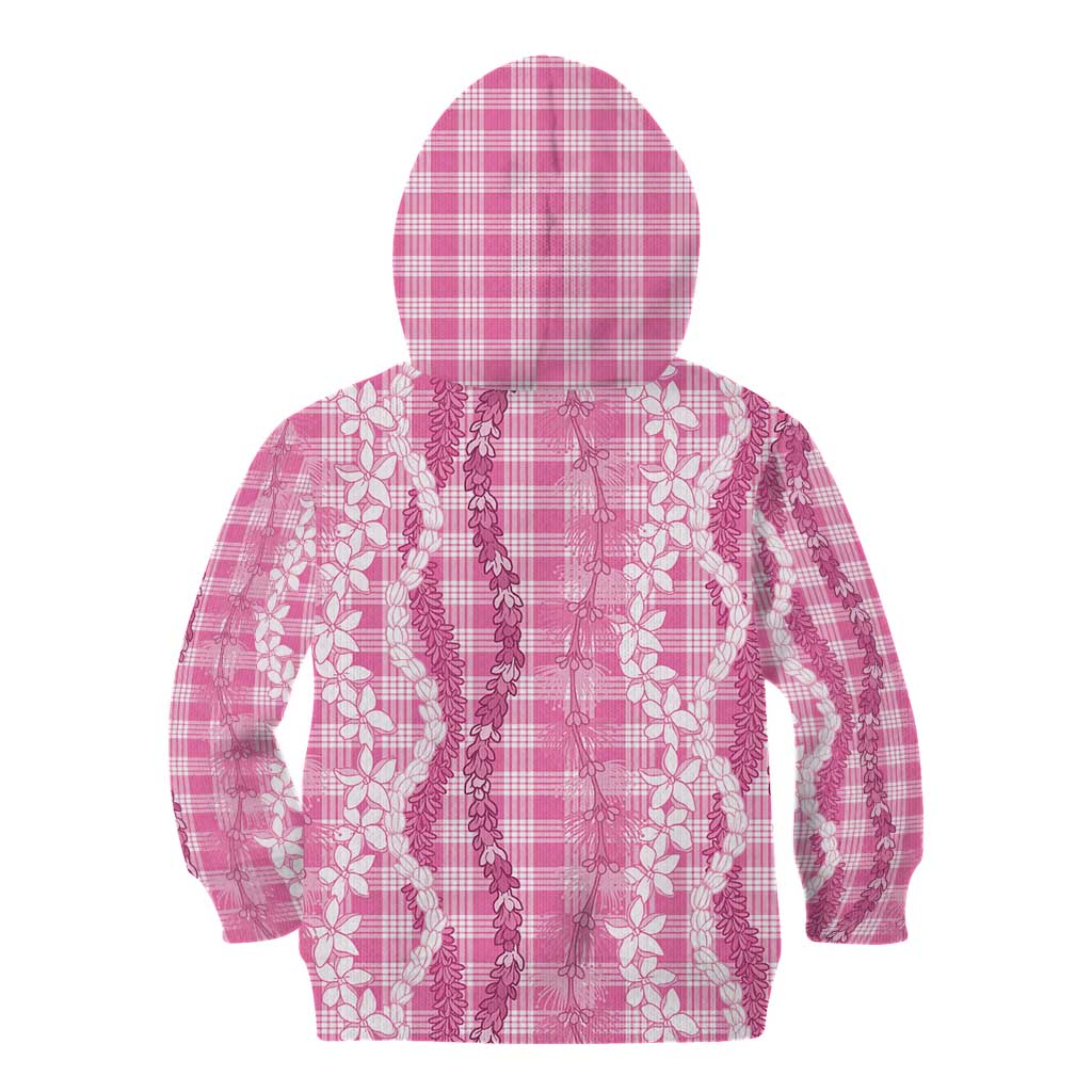 Hawaiian Ohia Lehua Lei Kid Hoodie Plaid Palaka Akala Pattern - Polynesian Pride