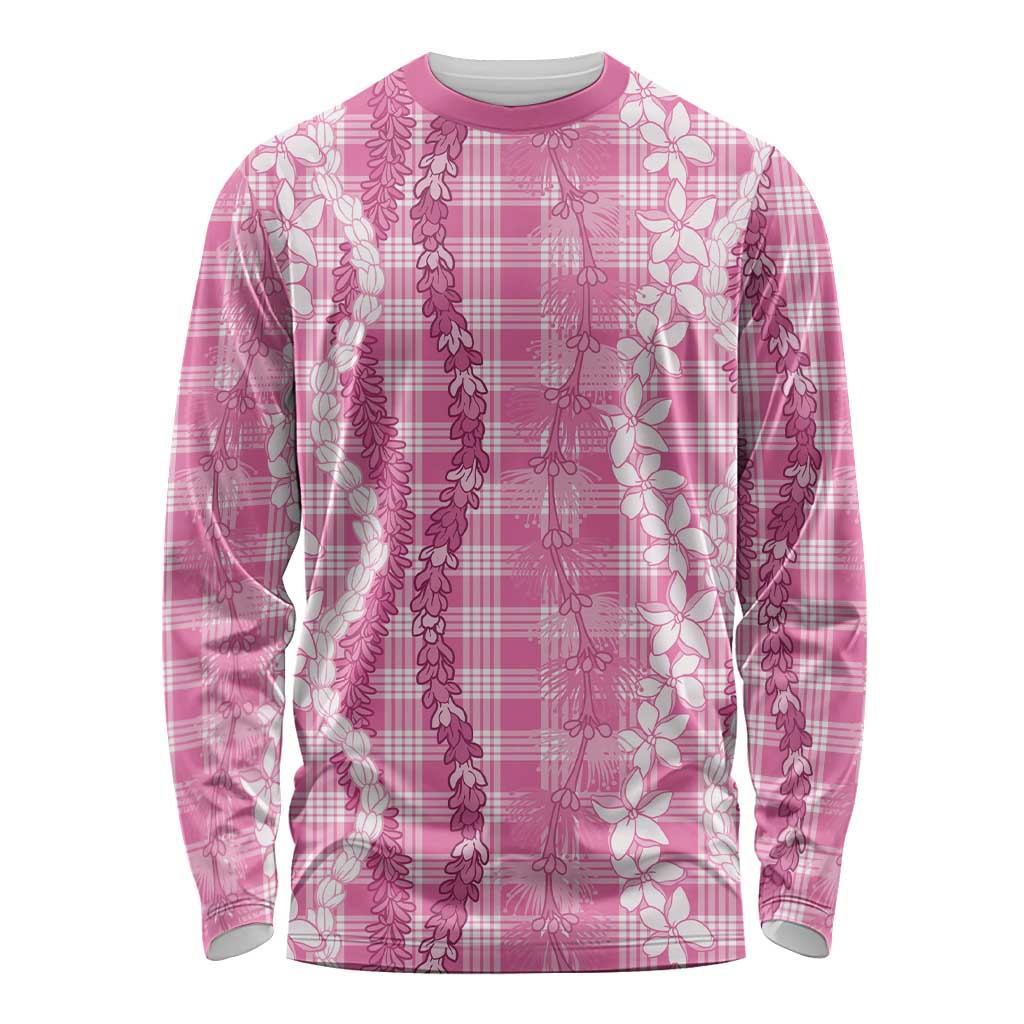 Hawaiian Ohia Lehua Lei Long Sleeve Shirt Plaid Palaka Akala Pattern - Polynesian Pride