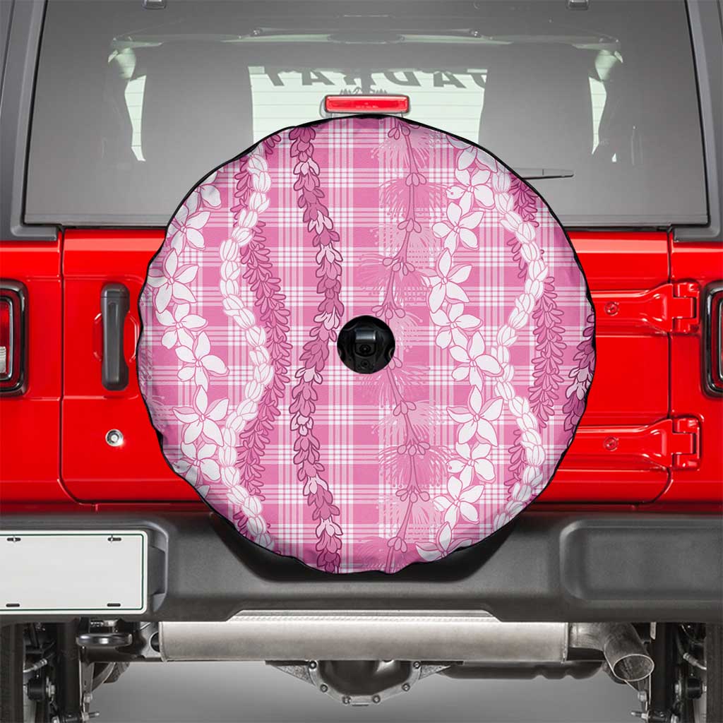 Hawaiian Ohia Lehua Lei Spare Tire Cover Plaid Palaka Akala Pattern - Polynesian Pride