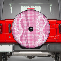 Hawaiian Ohia Lehua Lei Spare Tire Cover Plaid Palaka Akala Pattern - Polynesian Pride