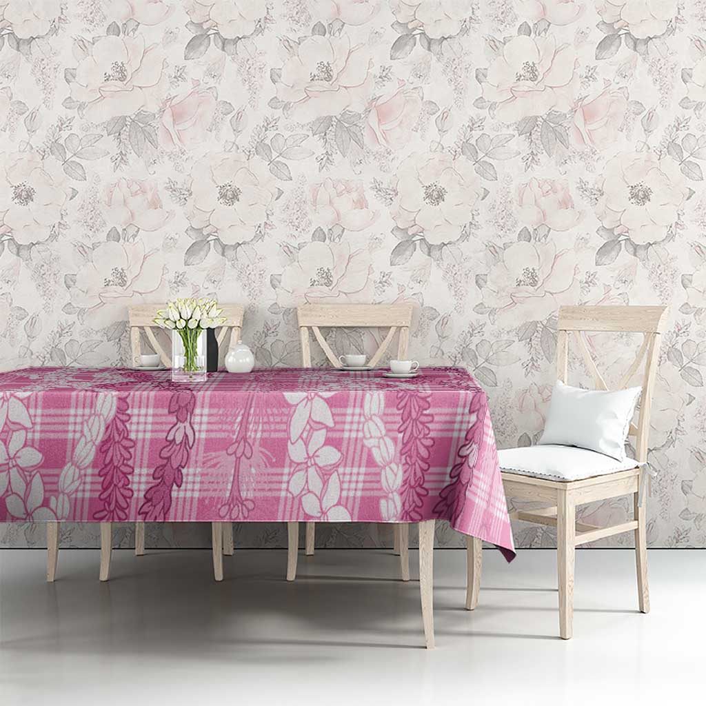 Hawaiian Ohia Lehua Lei Tablecloth Plaid Palaka Akala Pattern - Polynesian Pride