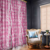 Hawaiian Ohia Lehua Lei Window Curtain Plaid Palaka Akala Pattern - Polynesian Pride