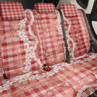 Hawaiian Ohia Lehua Lei Back Car Seat Cover Plaid Palaka Ulaula Pattern - Polynesian Pride