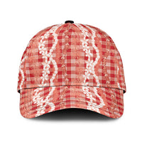 Hawaiian Ohia Lehua Lei Classic Cap Plaid Palaka Ulaula Pattern - Polynesian Pride