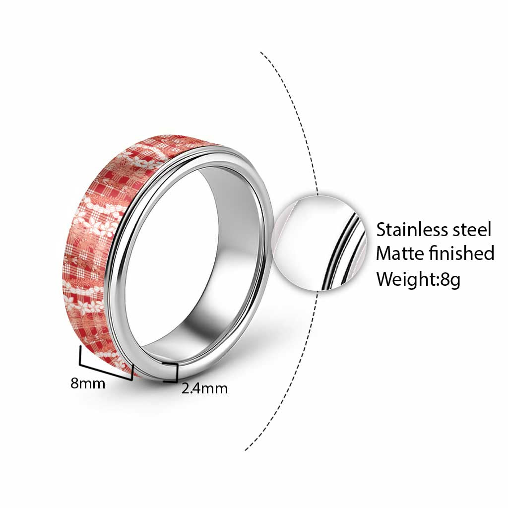 Hawaiian Ohia Lehua Lei Classic Ring Plaid Palaka Ulaula Pattern - Polynesian Pride