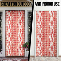Hawaiian Ohia Lehua Lei Door Cover Plaid Palaka Ulaula Pattern - Polynesian Pride