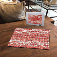 Hawaiian Ohia Lehua Lei Puzzle Plaid Palaka Ulaula Pattern - Polynesian Pride