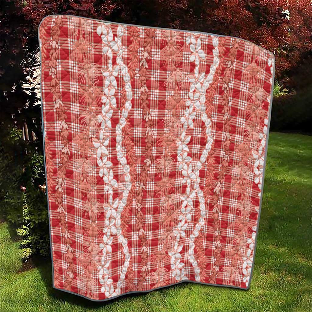 Hawaiian Ohia Lehua Lei Quilt Plaid Palaka Ulaula Pattern - Polynesian Pride